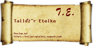 Tallér Etelka névjegykártya