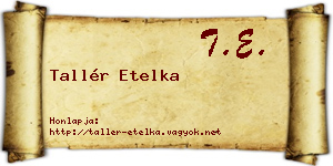 Tallér Etelka névjegykártya
